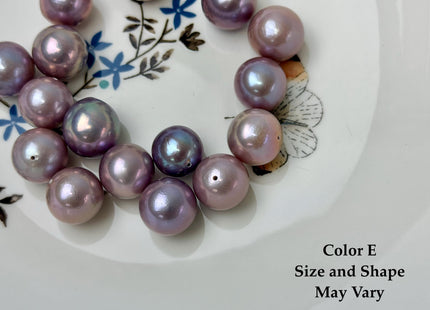 ONE Piece Rare AAAAA 13-14 mm High Luster Half Drilled Round Edison Freshwater Pearl Dark Mauve Purple Color #P3311