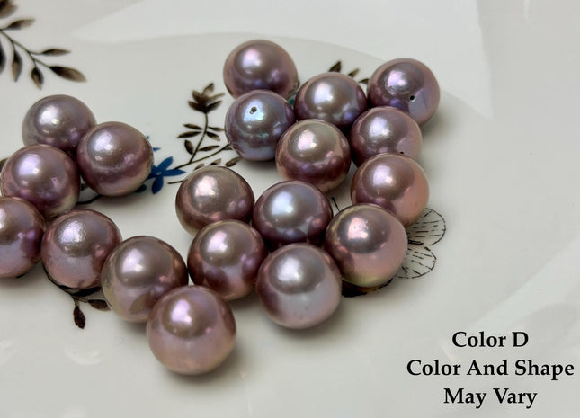 ONE Piece Rare AAAAA 13-14 mm High Luster Half Drilled Round Edison Freshwater Pearl Dark Mauve Purple Color #P3311