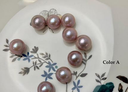ONE Piece Rare AAAAA 13-14 mm High Luster Half Drilled Round Edison Freshwater Pearl Dark Mauve Purple Color #P3311