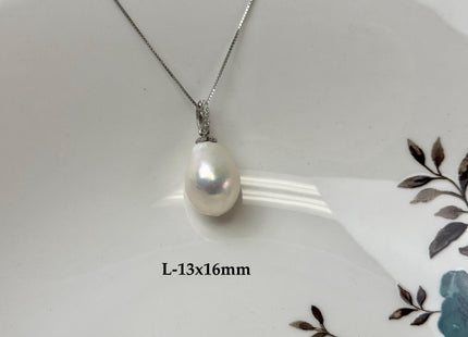 One-Of-A-Kind 12-18x16-30 mm Rare Natural White/Mauve Pink Baroque Edison Pearl With .925 Sterling Silver/Gold Pendant #PD0007