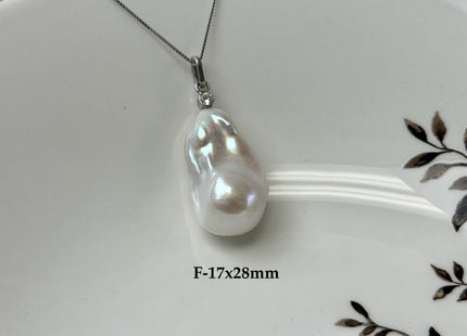 One-Of-A-Kind 12-18x16-30 mm Rare Natural White/Mauve Pink Baroque Edison Pearl With .925 Sterling Silver/Gold Pendant #PD0007