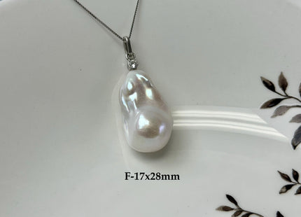 One-Of-A-Kind 12-18x16-30 mm Rare Natural White/Mauve Pink Baroque Edison Pearl With .925 Sterling Silver/Gold Pendant #PD0007
