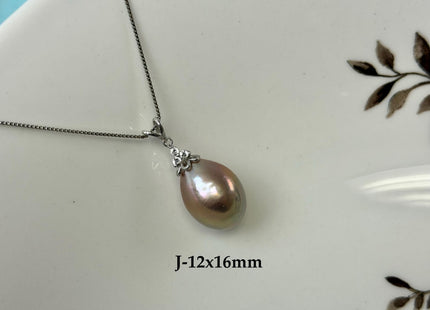 One-Of-A-Kind 12-18x16-30 mm Rare Natural White/Mauve Pink Baroque Edison Pearl With .925 Sterling Silver/Gold Pendant #PD0007