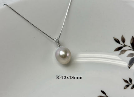 One-Of-A-Kind 12-18x16-30 mm Rare Natural White/Mauve Pink Baroque Edison Pearl With .925 Sterling Silver/Gold Pendant #PD0007