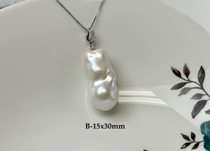 One-Of-A-Kind 12-18x16-30 mm Rare Natural White/Mauve Pink Baroque Edison Pearl With .925 Sterling Silver/Gold Pendant #PD0007