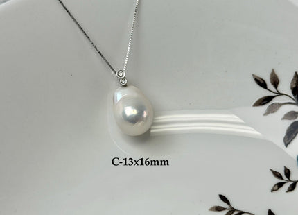 One-Of-A-Kind 12-18x16-30 mm Rare Natural White/Mauve Pink Baroque Edison Pearl With .925 Sterling Silver/Gold Pendant #PD0007