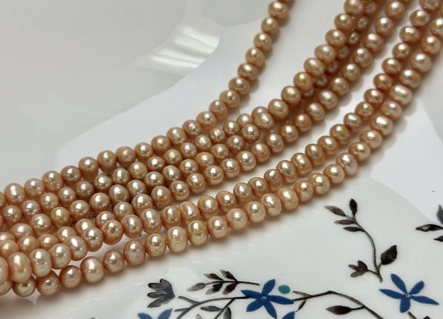 4.5-5 mm AA Champagne Color Potato Freshwater Pearl Beads Genuine High Luster Champagne Freshwater Pearl #1908