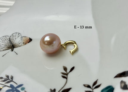 One-Of-A-Kind 13-21x26-34 mm Rare Natural White/Pink/Peacock Baroque Edison Pearl With .925 Sterling Silver/Gold Snap On Pendant #PD0008