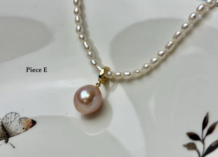 One-Of-A-Kind 13-21x26-34 mm Rare Natural White/Pink/Peacock Baroque Edison Pearl With .925 Sterling Silver/Gold Snap On Pendant #PD0008