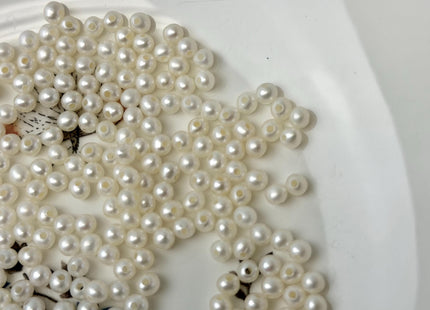 4 mm AAA Natural White Near Round Large Hole Freshwater Pearl Beads Hole Size 1.2 mm Genuine High Luster Quality White Pearl #P2127