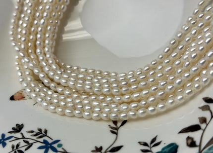 3.5-4x5 mm AAA Large Hole Rice Oval Freshwater Pearl Hole Size 1.0mm/1.2mm High Luster Natural White Small Tiny Pearl #P3313