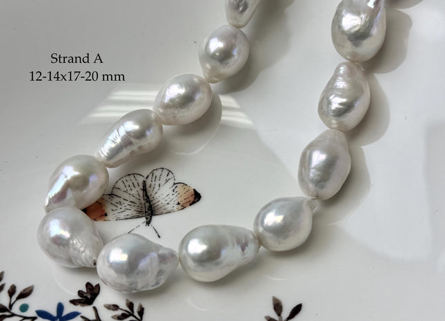 One-Of-A-Kind 11-14x14-20 mm AAA Jumbo Size Baroque Freshwater Pearl Beads Genuine Natural White Edison Baroque Pearls #P3310