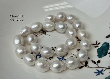 One-Of-A-Kind 11-14x14-20 mm Jumbo Size Baroque Freshwater Pearl Beads Genuine Natural White Freshwater Edison Baroque Pearls #P3310