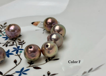 ONE Piece Rare AA 13-14 mm High Luster Large Hole Round Edison Freshwater Pearl Dark Mauve Purple Color 2.1mm Hole #P3317