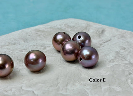 ONE Piece Rare AA 13-14 mm High Luster Large Hole Round Edison Freshwater Pearl Dark Mauve Purple Color 2.1mm Hole #P3317