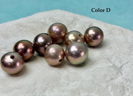 ONE Piece Rare AA 13-14 mm High Luster Large Hole Round Edison Freshwater Pearl Dark Mauve Purple Color 2.1mm Hole #P3317