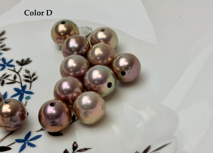 ONE Piece Rare AA 13-14 mm High Luster Large Hole Round Edison Freshwater Pearl Dark Mauve Purple Color 2.1mm Hole #P3317