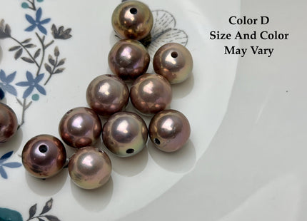 ONE Piece Rare AA 13-14 mm High Luster Large Hole Round Edison Freshwater Pearl Dark Mauve Purple Color 2.1mm Hole #P3317