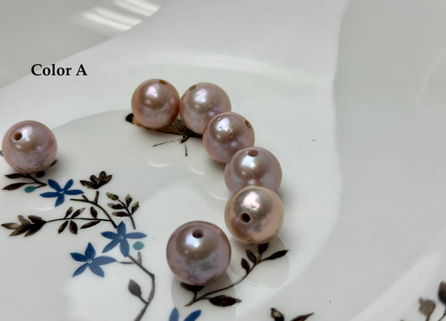 ONE Piece Rare AA 13-14 mm High Luster Large Hole Round Edison Freshwater Pearl Dark Mauve Purple Color 2.1mm Hole #P3317