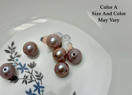ONE Piece Rare AA 13-14 mm High Luster Large Hole Round Edison Freshwater Pearl Dark Mauve Purple Color 2.1mm Hole #P3317