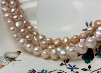 10-11 mm AAA Large Hole Natural Pink Or Pale Pink Freshwater Pearl Nugget Beads Hole Size 2.2 mm High Luster Large Hole Potato Pearls #1481