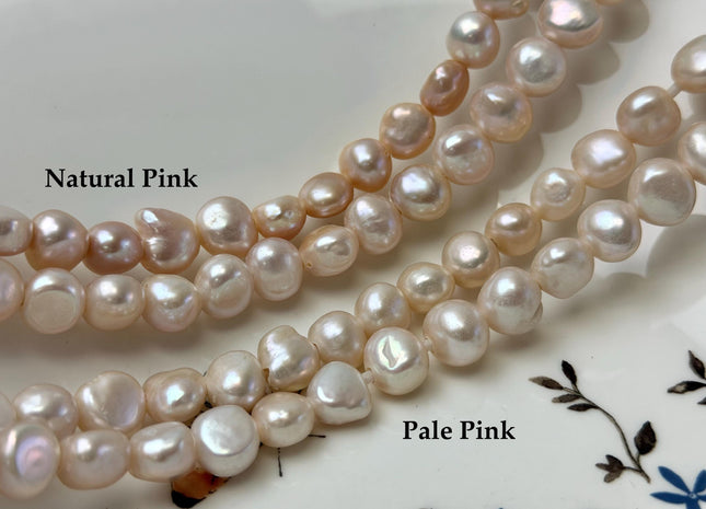 10-11 mm AAA Large Hole Natural Pink Or Pale Pink Freshwater Pearl Nugget Beads Hole Size 2.2 mm High Luster Large Hole Potato Pearls #1481