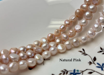 10-11 mm AAA Large Hole Natural Pink Or Pale Pink Freshwater Pearl Nugget Beads Hole Size 2.2 mm High Luster Large Hole Potato Pearls #1481
