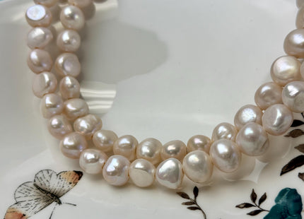 10-11 mm AAA Large Hole Natural Pink Or Pale Pink Freshwater Pearl Nugget Beads Hole Size 2.2 mm High Luster Large Hole Potato Pearls #1481