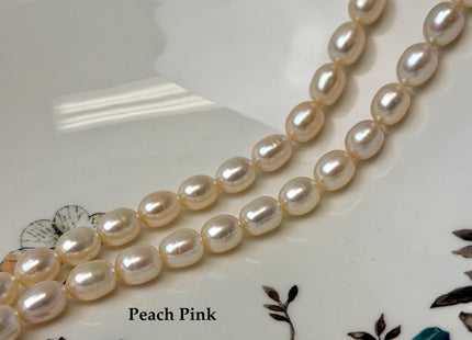 7x8 mm Or 8x9 mm AAA Natural Mauve/Pink/Peach Color Freshwater Rice Pearl Genuine High Luster Smooth And Shiny Oval Pearl #1357