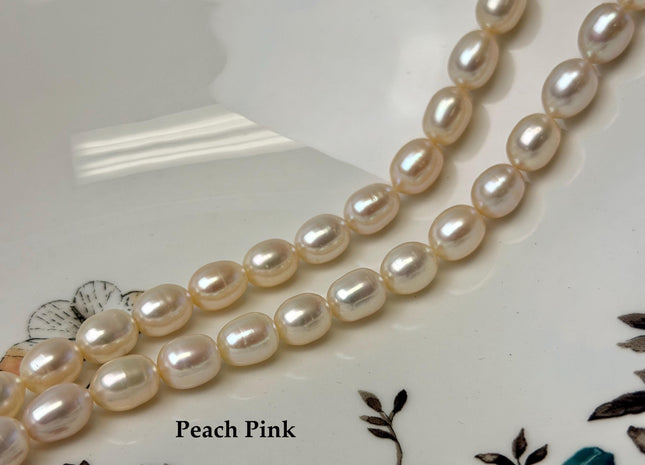 7x8 mm Or 8x9 mm AAA Natural Mauve/Pink/Peach Color Freshwater Rice Pearl Genuine High Luster Smooth And Shiny Oval Pearl #1357