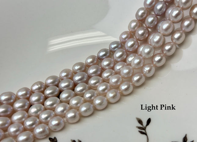 7x8 mm Or 8x9 mm AAA Natural Mauve/Pink/Peach Color Freshwater Rice Pearl Genuine High Luster Smooth And Shiny Oval Pearl #1357
