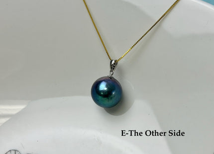 One-Of-A-Kind 15-30 mm AAA Very Rare Natural White Mauve Peacock Edison Pearl With Iridescent Gold Sheen 14K Solid Gold Pendant #PD0009