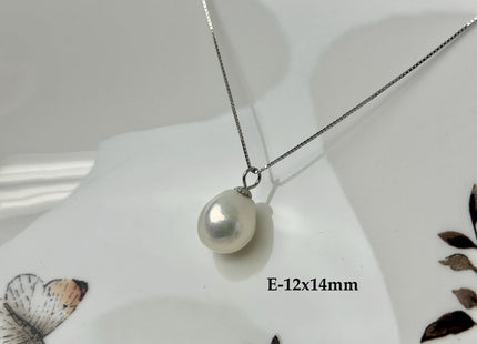 One-Of-A-Kind 11-25 mm Rare Natural White Baroque/Edison Pearl With .925 Sterling Silver/Gold Pendant #PD0010