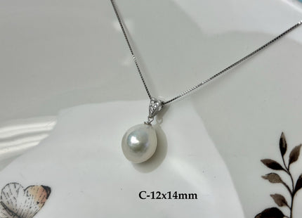 One-Of-A-Kind 11-25 mm Rare Natural White Baroque/Edison Pearl With .925 Sterling Silver/Gold Pendant #PD0010