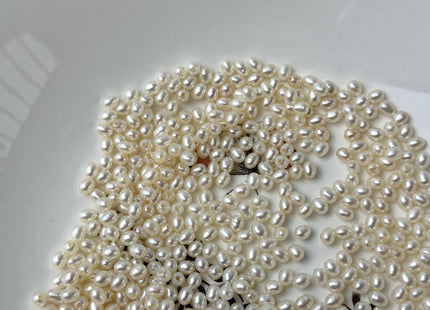 3.5-4x5 mm AAA Large Hole Rice Oval Freshwater Pearl Hole Size 1.0mm/1.2mm High Luster Natural White Small Tiny Pearl #P3313
