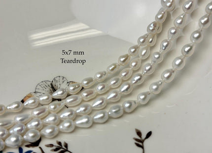 5-6x6-7 mm AAA Natural White High Luster Baby Edison Baroque Freshwater Pearl Beads Genuine Tear Drop Shape Small Edison Pearls #P1820