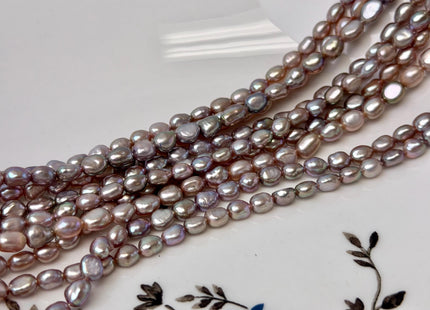 5x6 mm AAAA Natural Dark Mauve Pink Color Rice Nugget Freshwater Pearl Beads High Luster Smooth Pearls 63 Pieces #P3331