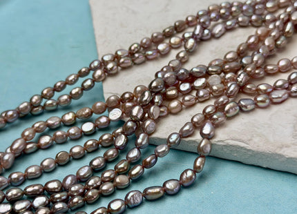 5x6 mm AAAA Natural Dark Mauve Pink Color Rice Nugget Freshwater Pearl Beads High Luster Smooth Pearls 63 Pieces #P3331