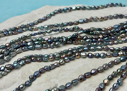 3x4 mm 3.5x5 mm AAA Rainbow Peacock Color Rice Nugget Freshwater Pearl Beads Genuine High Luster Tiny Freshwater Pearl 92 Pieces #P3330