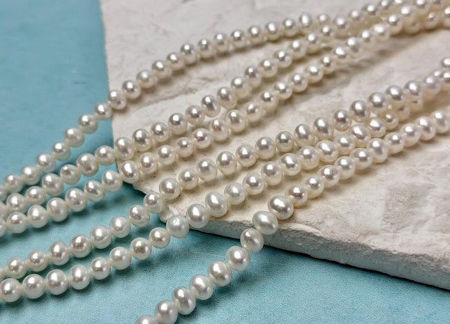 4x5x6 mm 5x6-7 mm AA Natural White Potato Freshwater Pearl Beads Genuine High Luster Natural White Potato Freshwater Pearls 73 Pieces #1394