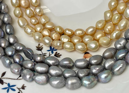 9-10x10-13 mm AA Champagne or Gray Color Nugget Freshwater Pearl Beads Very Rare Genuine Freshwater High Luster Rice Nugget Pearls #P3342