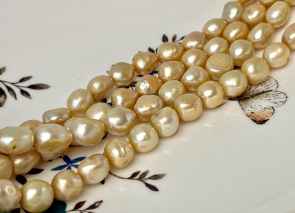 9-10x10-13 mm AA Champagne or Gray Color Nugget Freshwater Pearl Beads Very Rare Genuine Freshwater High Luster Rice Nugget Pearls #P3342