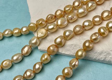 9-10x10-13 mm AA Champagne or Gray Color Nugget Freshwater Pearl Beads Very Rare Genuine Freshwater High Luster Rice Nugget Pearls #P3342