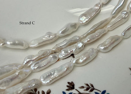 7-10x12-28 mm AA Natural White Biwa Stick Freshwater Pearls Genuine Natural White Stick Pearls Natural Freshwater Pearl Beads #P3324