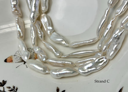 7-10x12-28 mm AA Natural White Biwa Stick Freshwater Pearls Genuine Natural White Stick Pearls Natural Freshwater Pearl Beads #P3324