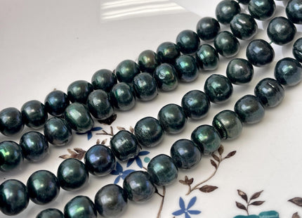 11-12 mm Dark Green Color Potato Freshwater Pearl Beads Genuine Cultured Freshwater Dark Green Colored Pearls 39 Pieces #P3343