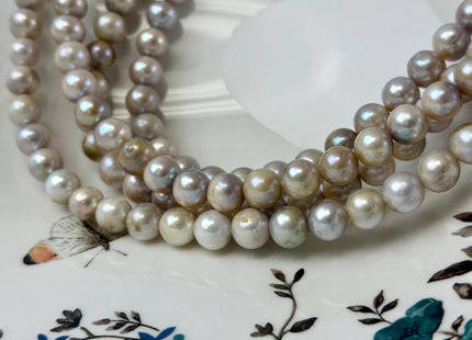 9 mm AA Natural Seaweed Pink Color Off Round Freshwater Pearls Beads Genuine Natural Seaweed Pink Round Freshwater Pearls 45 Pieces #P3319