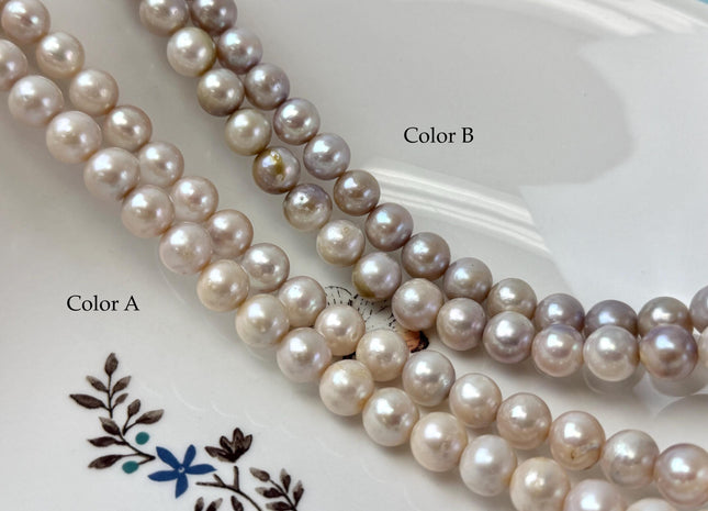 9 mm AA Natural Seaweed Pink Color Off Round Freshwater Pearls Beads Genuine Natural Seaweed Pink Round Freshwater Pearls 45 Pieces #P3319