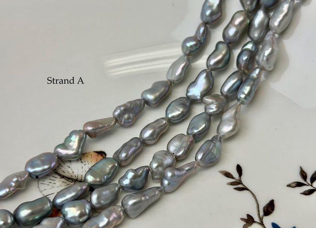7-9x11-16 mm AAA Gray Color Keshi Nugget Freshwater Pearl Beads Very Rare Genuine Super High Luster Keshi Rice Nugget Pearls #P3320