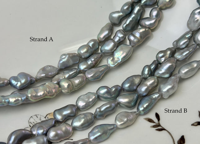 7-9x11-16 mm AAA Gray Color Keshi Nugget Freshwater Pearl Beads Very Rare Genuine Super High Luster Keshi Rice Nugget Pearls #P3320